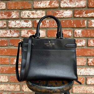 Kate Spade Staci Cameron Black Saffiano Leather Top Handle Satchel Handbag $399